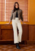 Turtledove Fashionable High Waisted Wide Leg Trousers for Women Elastic Waist Loose Fit Corduroy Pants