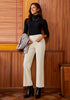 Turtledove Fashionable High Waisted Wide Leg Trousers for Women Elastic Waist Loose Fit Corduroy Pants