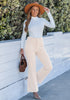Turtledove  Women's High Quality Corduroy Pants High Waist Winter Flared Pants Carry Pockets