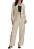 Light Beige Women Business Casual Outfit Button Front Long Sleeve