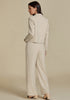 Light Beige Women Business Casual Outfit Button Front Long Sleeve