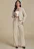 Light Beige Women Business Casual Outfit Button Front Long Sleeve