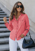 Spiced Coral Women Chambray Jean Western Shirts Long Sleeve Button Down Tops