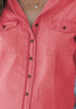 Spiced Coral Women Chambray Jean Western Shirts Long Sleeve Button Down Tops