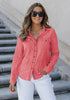 Spiced Coral Women Chambray Jean Western Shirts Long Sleeve Button Down Tops