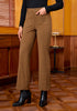 Coffee Brown Fashionable High Waisted Wide Leg Trousers for Women Elastic Waist Loose Fit Corduroy Pants