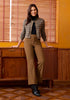 Coffee Brown Fashionable High Waisted Wide Leg Trousers for Women Elastic Waist Loose Fit Corduroy Pants