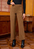 Coffee Brown Fashionable High Waisted Wide Leg Trousers for Women Elastic Waist Loose Fit Corduroy Pants