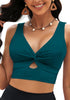 Dark Lake Green Women's Swimwear Tops Padded Knot Twist One Piece Swimsuit Adjustable Strap Tankini Tops