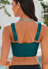 Dark Lake Green Women's Swimwear Tops Padded Knot Twist One Piece Swimsuit Adjustable Strap Tankini Tops