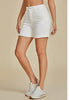 Cream White for Women's High Waist Denim Pull On Shorts Relaxed Fit Straight Mega Stretch