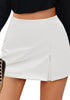 Off White Women's High Waisted Faux Leather Skirts Pull On Shorts With Side Split