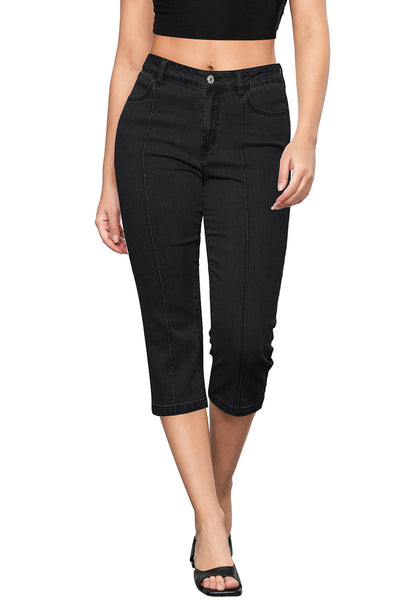 True Black Women's Casual  Denim  Slim Capri Jeans Fashion Clothing