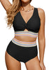 Black Women's 2 Piece Adjustable Strap Bikini Cami Split Swimsuit Tankini Set