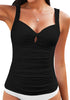 Black Women's Adjustable Strap Tankini Bikini Top Swimwear Swimsuit