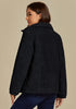 Black Women Casual Corduroy Winter Full Front Zip Stand Neck Long Fit Moderate Jackets