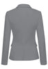 Gray Women's Long Sleeve Formal Notch Lapel Button Down Blazer Pockets Jacket