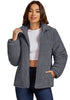 Dark Gray Women Casual Corduroy Winter Full Front Zip Stand Neck Long Fit Moderate Jackets