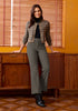 Gray Fashionable High Waisted Wide Leg Trousers for Women Elastic Waist Loose Fit Corduroy Pants