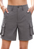 LookbookStore Women's Dark Gray High Waist Cargo Shorts, 7
