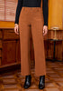 Burnt Orange Fashionable High Waisted Wide Leg Trousers for Women Elastic Waist Loose Fit Corduroy Pants