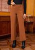 Burnt Orange Fashionable High Waisted Wide Leg Trousers for Women Elastic Waist Loose Fit Corduroy Pants