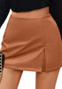 Sierra Women's High Waisted Faux Leather Skirts Pull On Shorts With Side Split