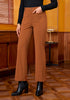 Burnt Orange Fashionable High Waisted Wide Leg Trousers for Women Elastic Waist Loose Fit Corduroy Pants