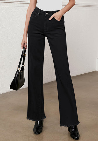 Always Black Women's Straight Leg Pull On Denim Pant High Waisted Stretch
