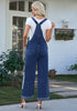 Classic Blue Women's Adjustable Strap Denim Overall Loose Wide Leg Jumpsuit