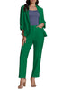 Green Two piece set of women's 3/4 sleeve business coat and pants suit