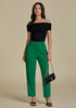 Green Two piece set of women's 3/4 sleeve business coat and pants suit