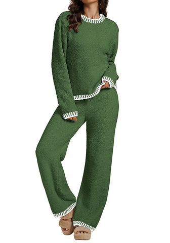 Vineyard Green Women's 2 Piece Long Lounge Sets Mega Stretch Wide Winter Top and Pants Full Acrylic