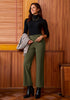 Olive Green Fashionable High Waisted Wide Leg Trousers for Women Elastic Waist Loose Fit Corduroy Pants