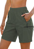 LookbookStore Women's  Army Green Cargo Hiking Shorts Elastic Pull On Waist Lightweight Quick Dry 7 Inch Inseam Summer Outdoor Athletic Golf Shorts