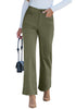 Olive Green  Women's Wide Leg Corduroy Pants Fashion High Waisted Pants with Pockets