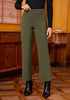 Olive Green Fashionable High Waisted Wide Leg Trousers for Women Elastic Waist Loose Fit Corduroy Pants