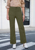 Olive Green  Women's Wide Leg Corduroy Pants Fashion High Waisted Pants with Pockets