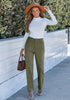 Olive Green - Women's High Waist Straight Leg Corduroy Pants with Comfort Stretch Waistband Vintage Casual Fall Winter