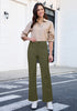 Olive Green  Women's Wide Leg Corduroy Pants Fashion High Waisted Pants with Pockets