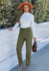 Olive Green - Women's High Waist Straight Leg Corduroy Pants with Comfort Stretch Waistband Vintage Casual Fall Winter