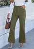 Olive Green Women's High Quality Corduroy Pants High Waist Winter Flared Pants Carry Pockets