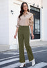 Olive Green  Women's Wide Leg Corduroy Pants Fashion High Waisted Pants with Pockets