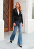 Black Women's  Peplum Suit Jacket Blazer, Tailored Fitted Long Sleeve with Built-in Shoulder Pads, Dressy Casual for Office, Business & Everyday Wear