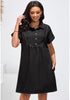 Faded Black Women's Short Sleeves Loose Denim Pull On Babydoll Short Dress