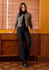 Black Fashionable High Waisted Wide Leg Trousers for Women Elastic Waist Loose Fit Corduroy Pants