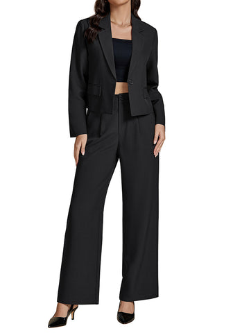 Black Women Business Casual Outfit Button Front Long Sleeve