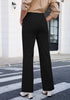 Black  Women's Wide Leg Corduroy Pants Fashion High Waisted Pants with Pockets