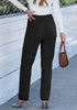 Black - Women's High Waist Straight Leg Corduroy Pants with Comfort Stretch Waistband Vintage Casual Fall Winter