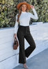 Black  Women's High Quality Corduroy Pants High Waist Winter Flared Pants Carry Pockets